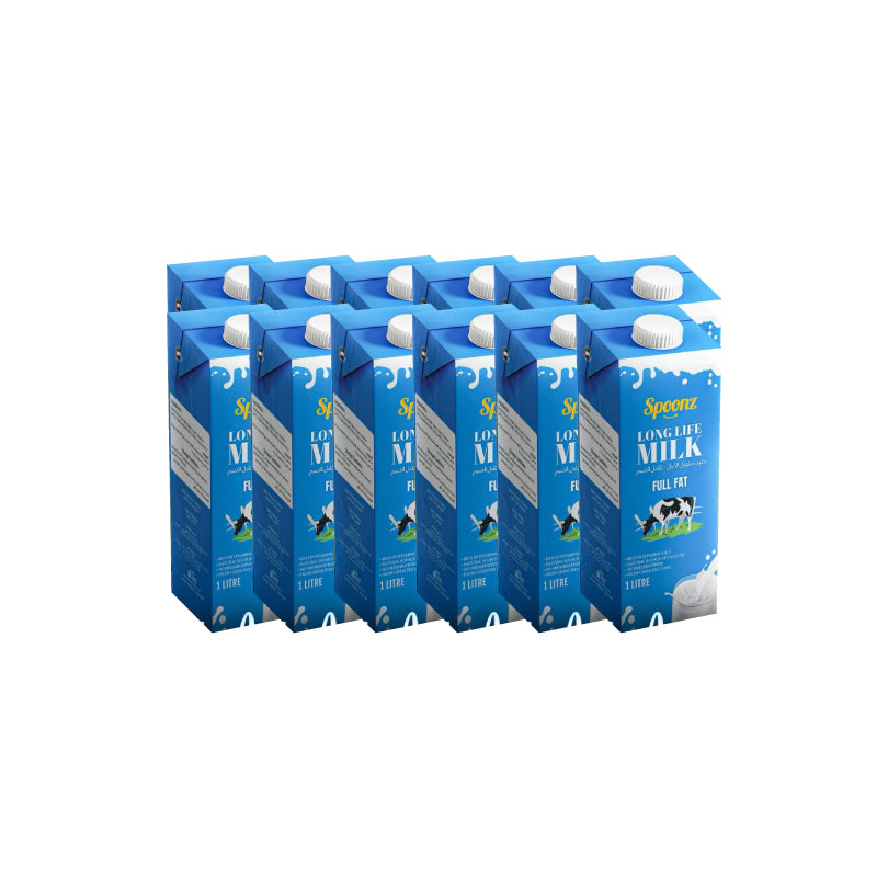 Spoonz Long Life Milk - Full Fat Carton 12x1Ltr