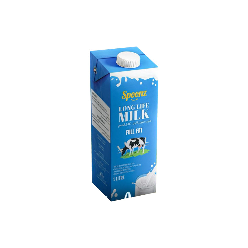 Spoonz Long Life Milk - Full Fat 1 Litre